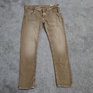 EX-J Denim System Men's Slim Jeans Pants Sz 32x31 Brown Stretch Made In Italy